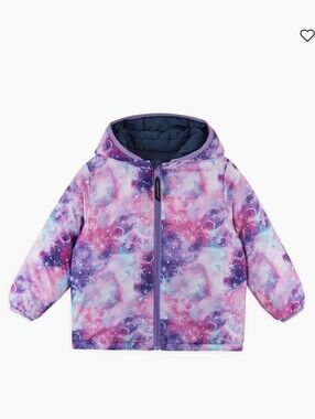 Andy & Evan Girls' Reversible Hooded Galaxy Puffer Jacket